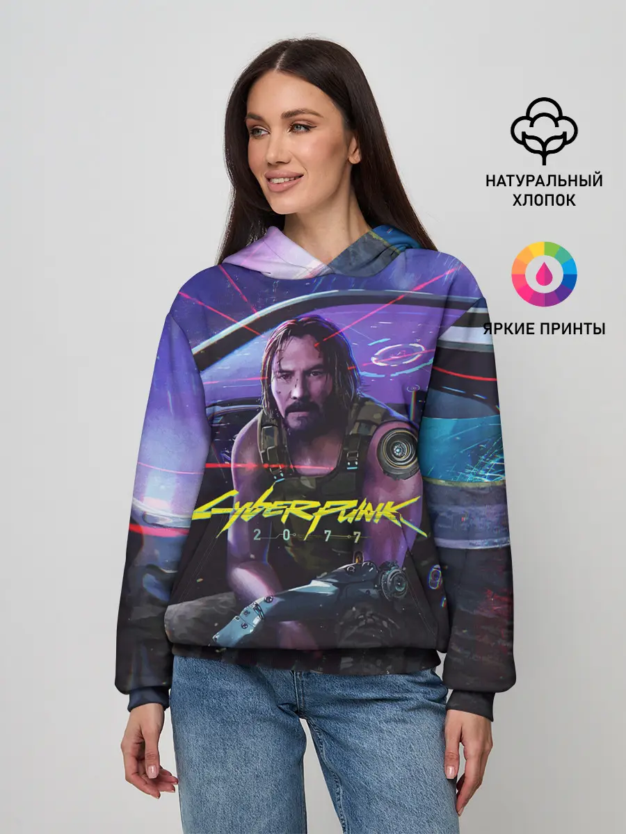 Женское худи / CYBERPUNK 2077 - КИАНУ