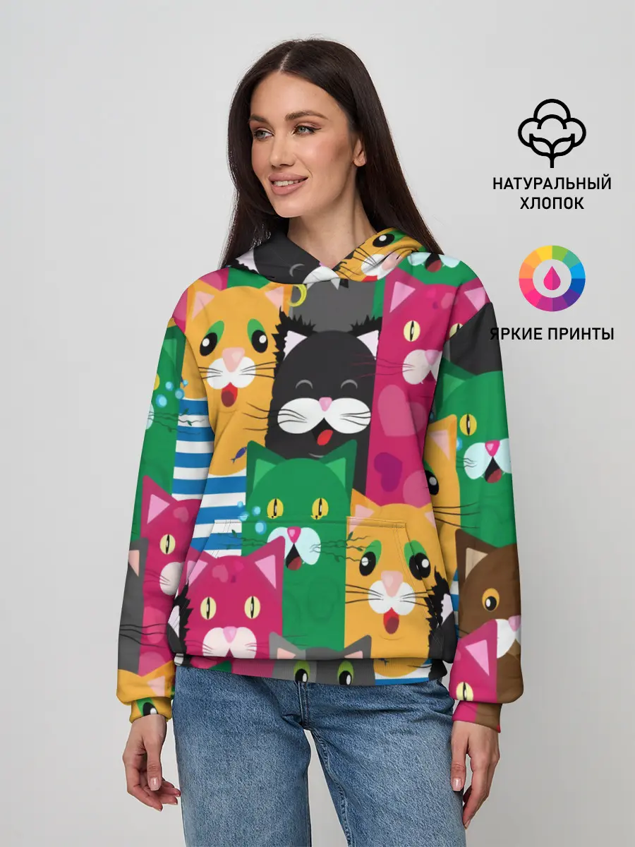 Женское худи / Голодные котики.