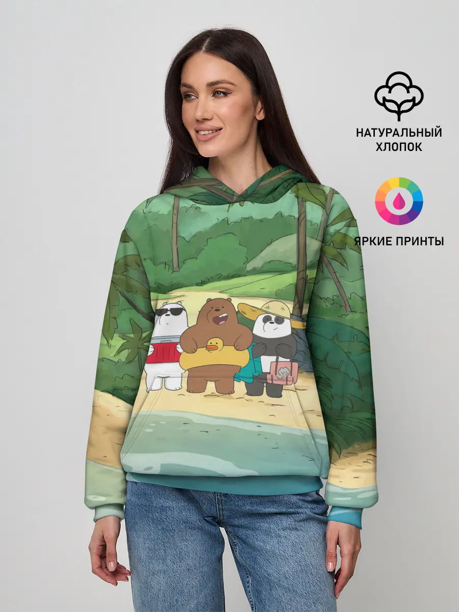 Женское худи / Bears on the beach