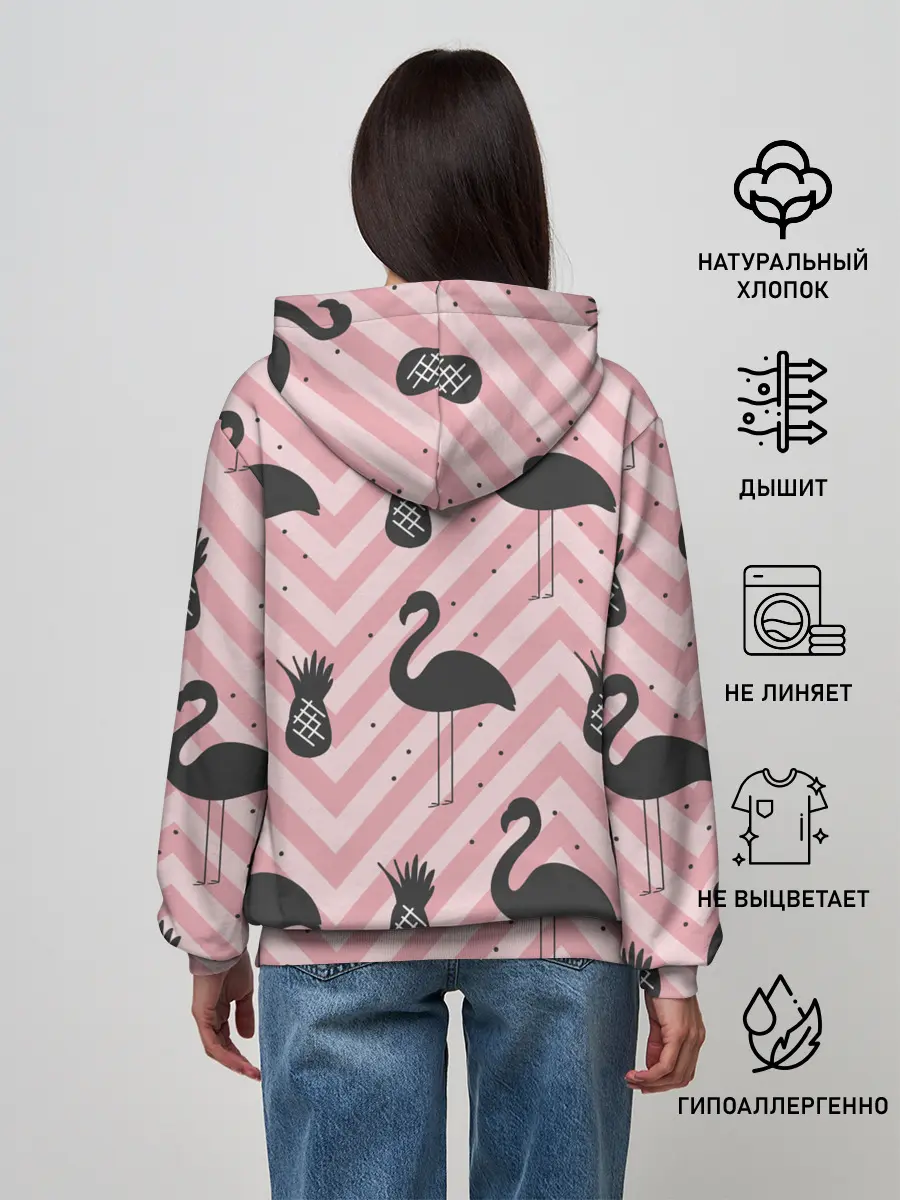 Женское худи / Черный фламинго