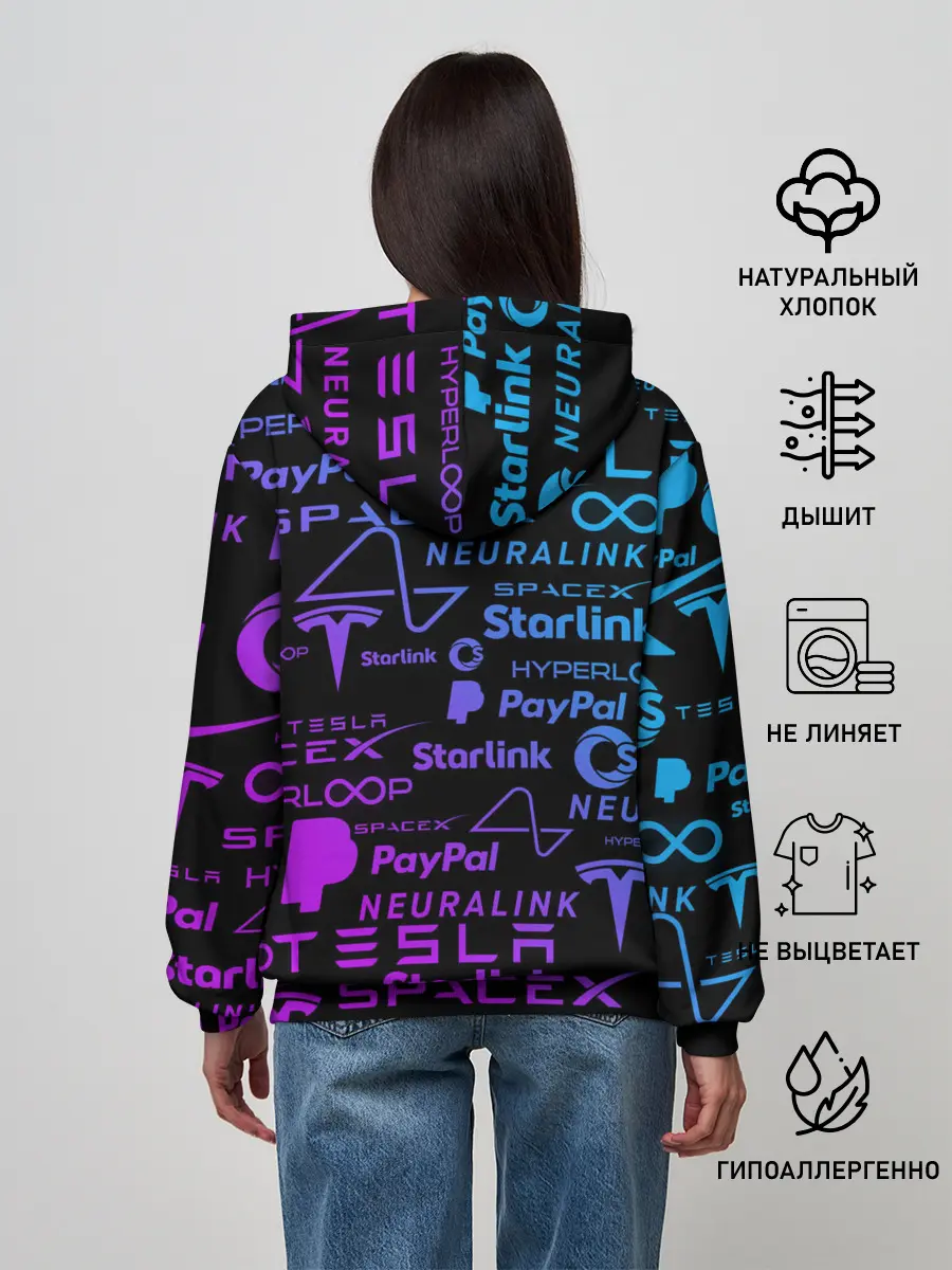 Женское худи / ЛОГОТИПЫ ПРОЕКТОВ ИЛОНА МАСКА.