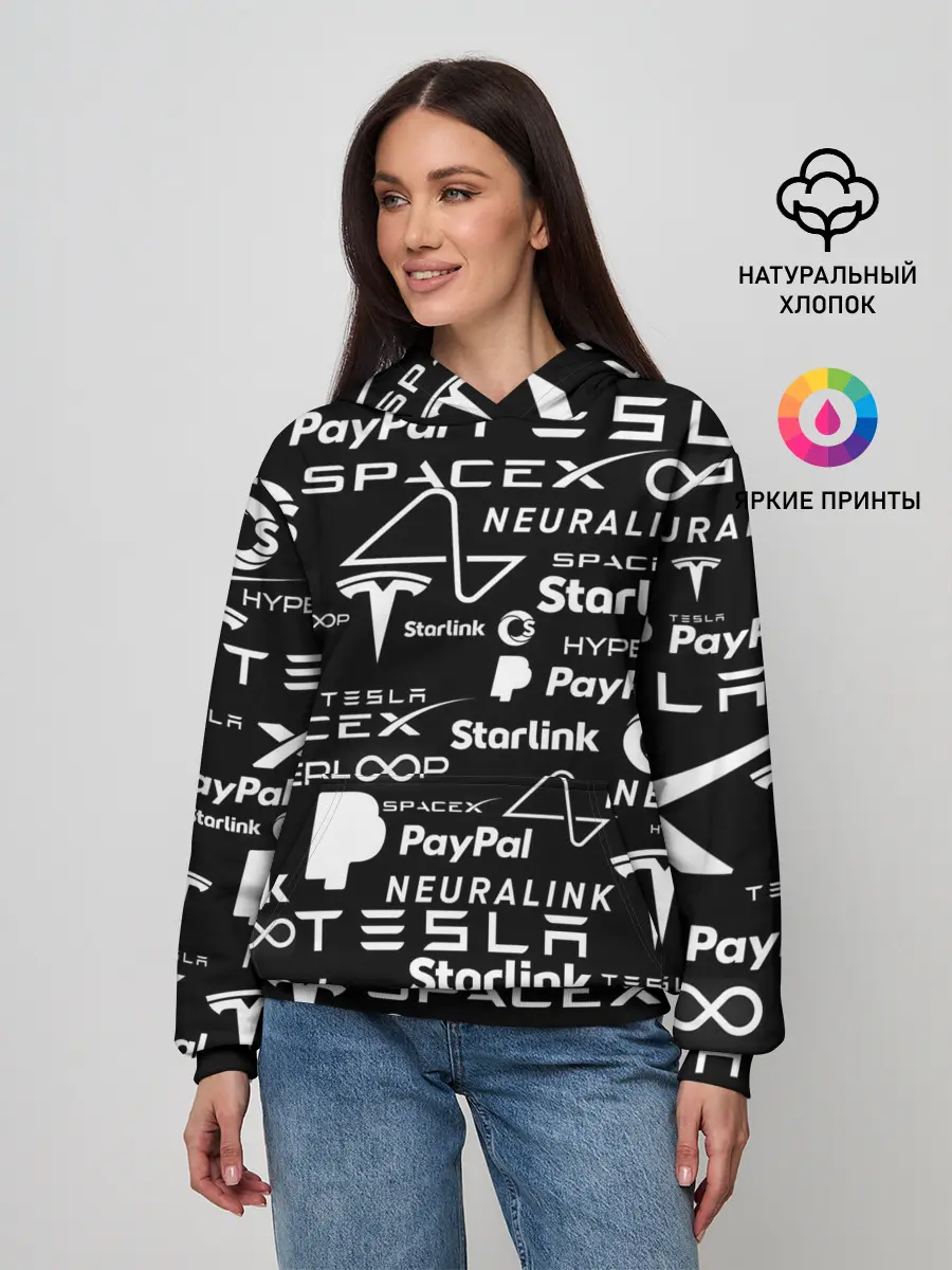 Женское худи / ЛОГОТИПЫ ПРОЕКТОВ ИЛОНА МАСКА.