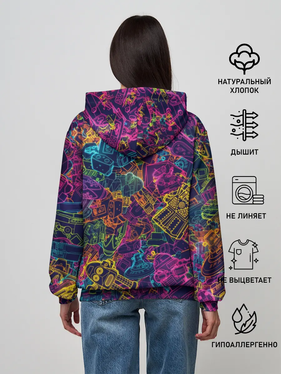 Женское худи / Neon Robots