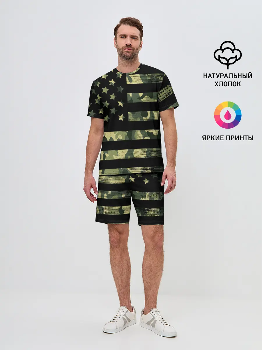 Мужской костюм с шортами / American Flag Camo