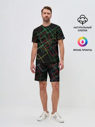 Мужской костюм с шортами / Линейная Абстракция