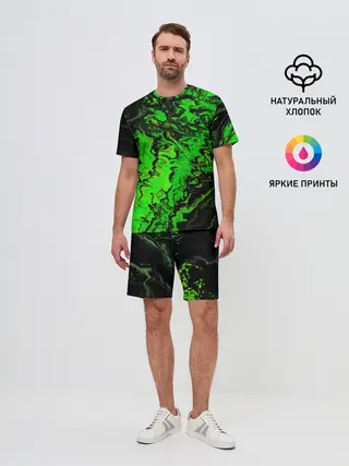 Мужской костюм с шортами / Тёмные зеленые краски