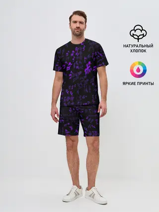Мужской костюм с шортами / [JJBA] Menacing Pattern purple