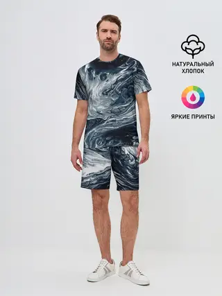 Мужской костюм с шортами / Темные холодные краски