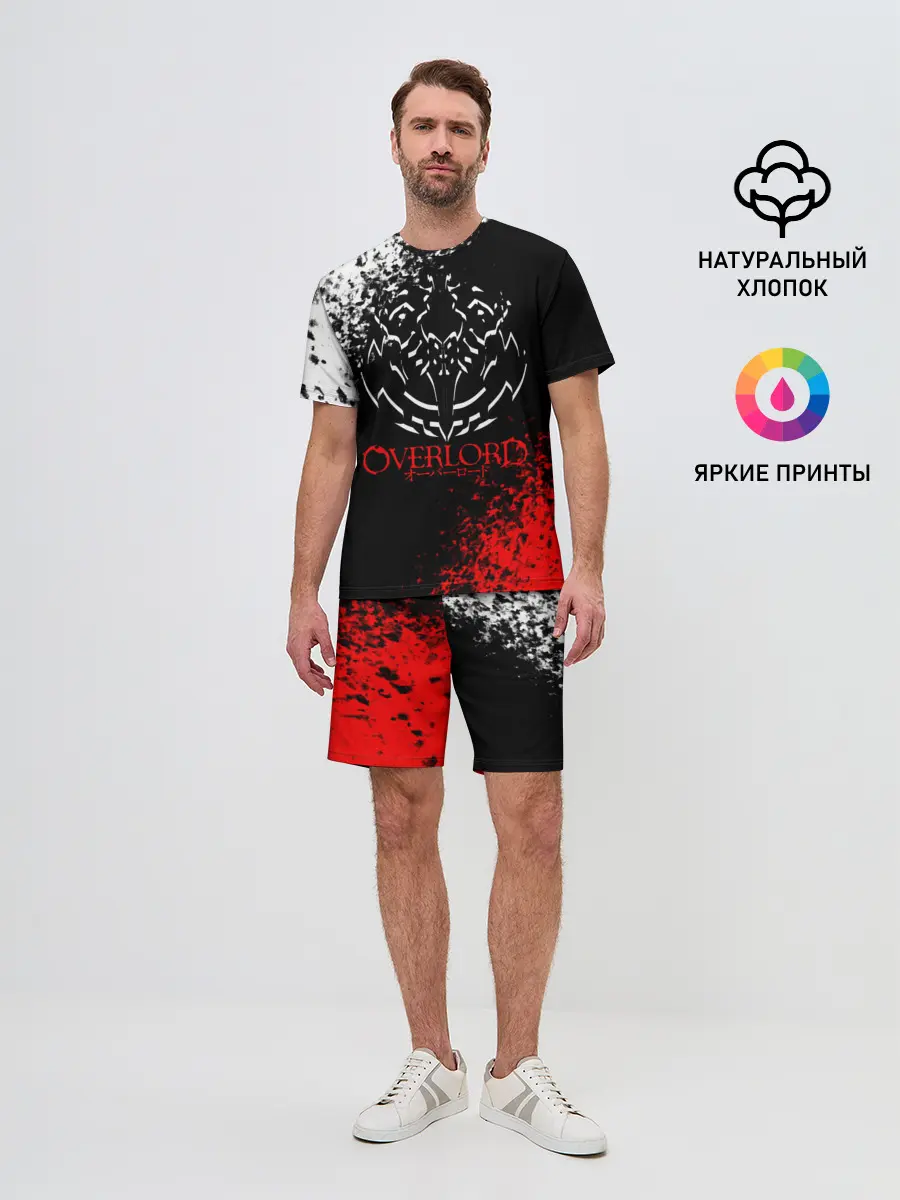 Мужской костюм с шортами / Оверлорд лого краснобелый