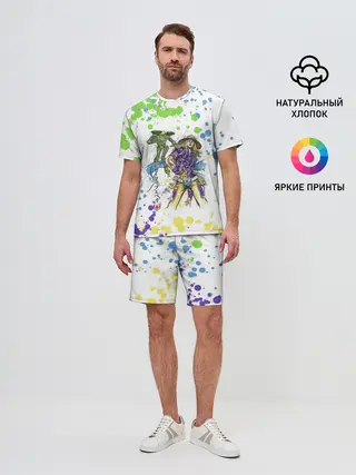 Мужской костюм с шортами / Jojo зеленые пятна