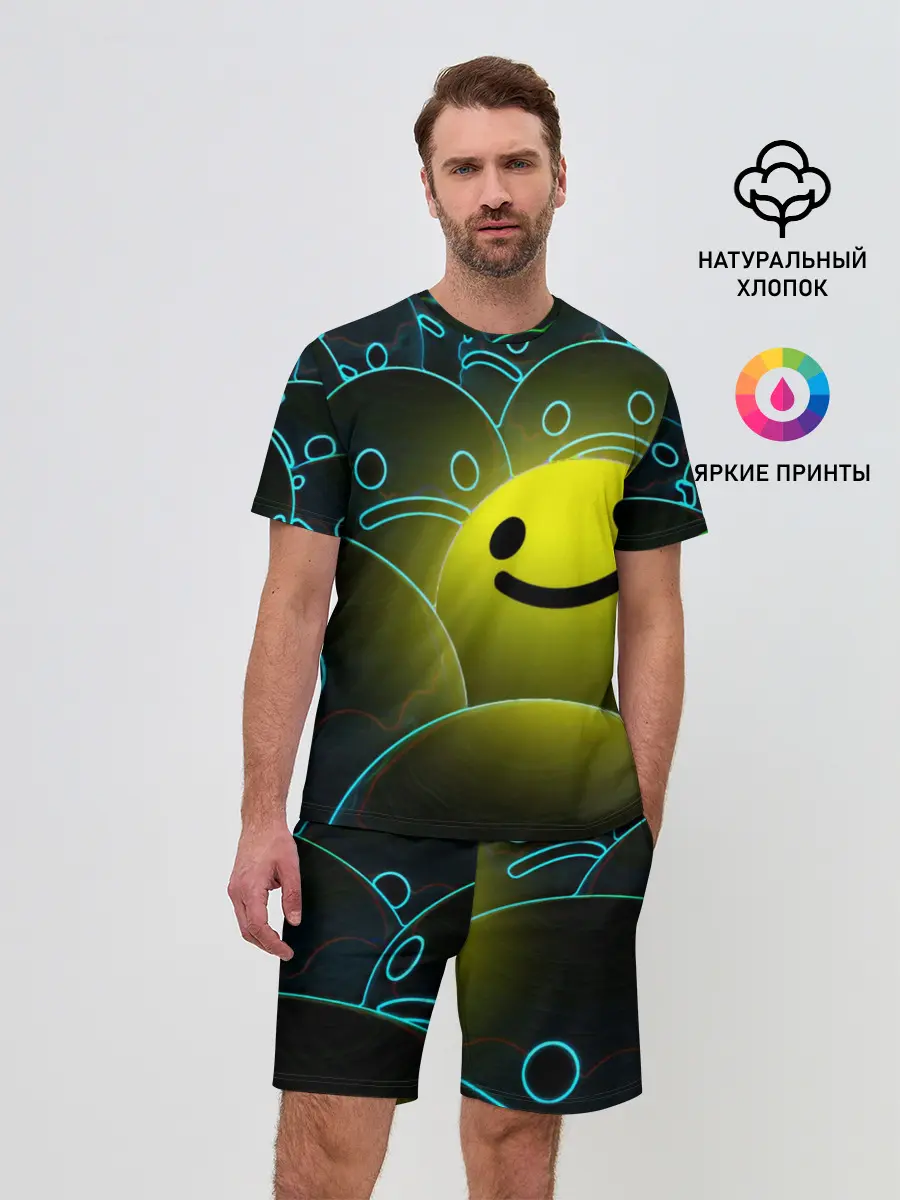 Мужской костюм с шортами / НЕОНОВЫЕ СМАЙЛЫ