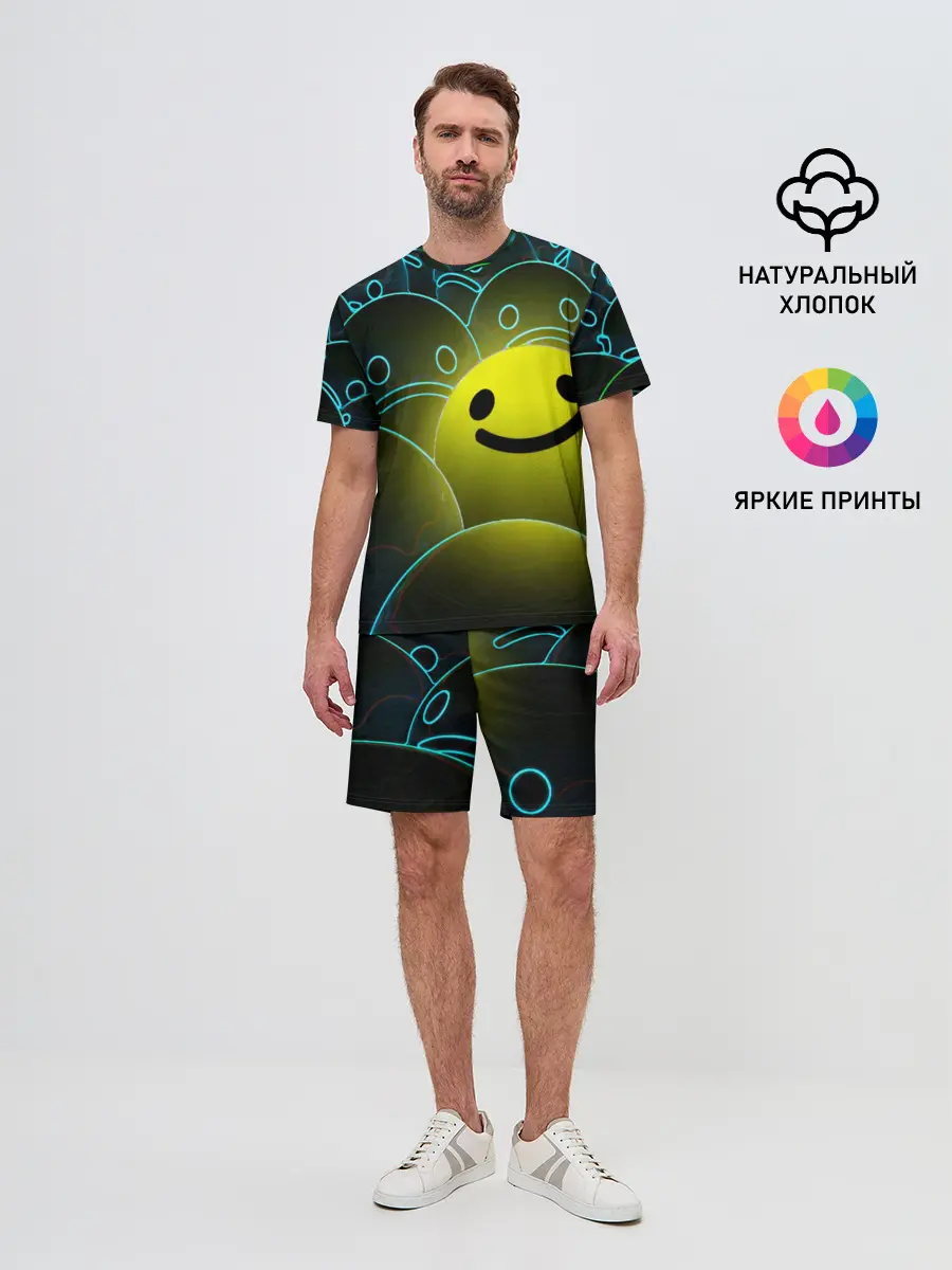 Мужской костюм с шортами / НЕОНОВЫЕ СМАЙЛЫ