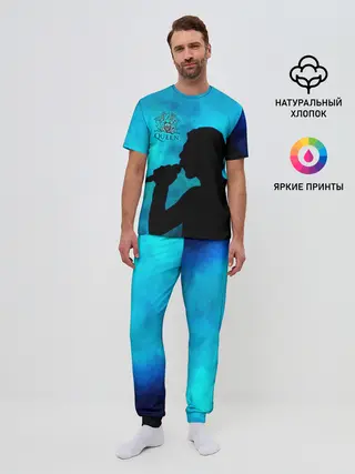 Мужская пижама с брюками / Силуэт Фредди Меркьюри группа Queen