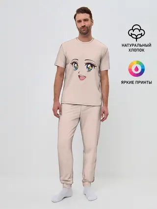 Мужская пижама с брюками / милое аниме лицо