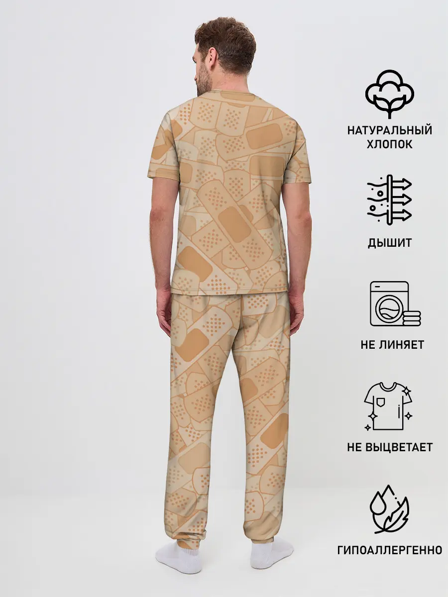 Мужская пижама с брюками / Просто пластыри