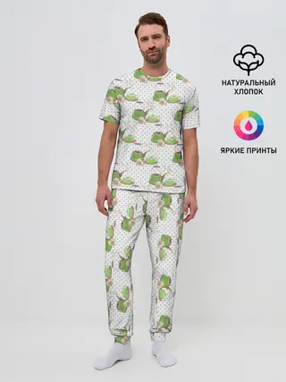 Мужская пижама с брюками / Зеленый чай