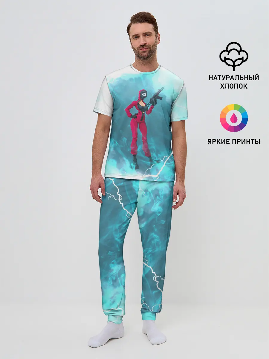 Мужская пижама с брюками / ОХРАНА НА ЧЕКУ | ТРЕУГОЛЬНИК