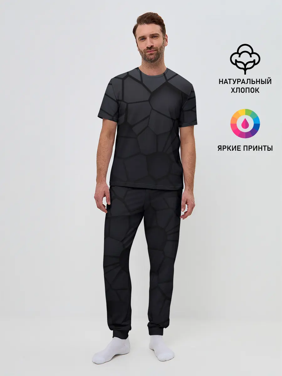 Мужская пижама с брюками / Карбоновые 3D плиты | 3Д плиты геометрия