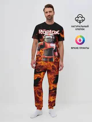 Мужская пижама с брюками / ROBLOX FIRE | РОБЛОКС ОГОНЬ | ПОЖАРНЫЙ