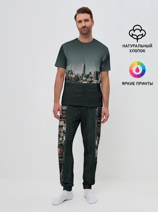 Мужская пижама с брюками / Вид на Нью Йорк