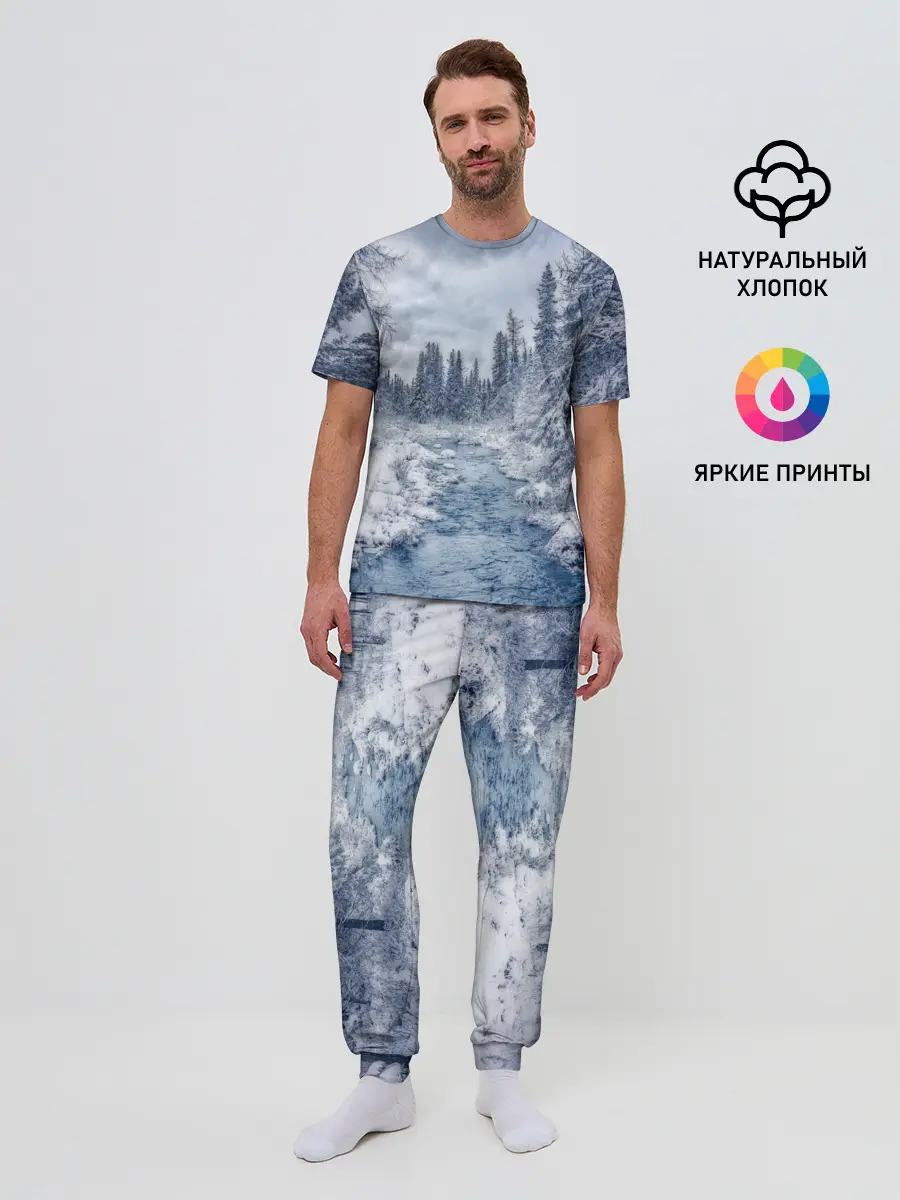 Мужская пижама с брюками / СНЕЖНЫЙ ПЕЙЗАЖ