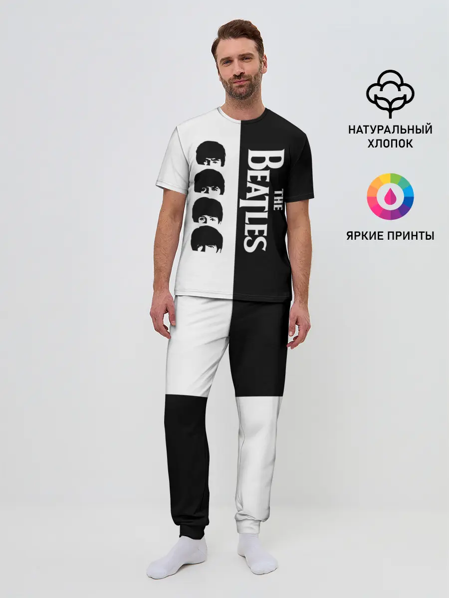 Мужская пижама с брюками / The Beatles черно - белый партер