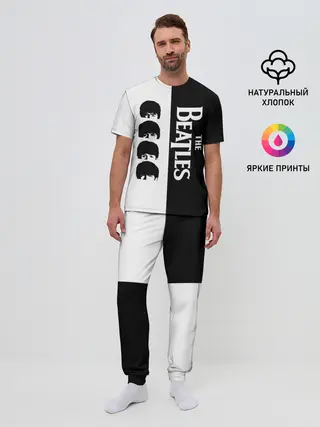 Мужская пижама с брюками / The Beatles черно - белый партер