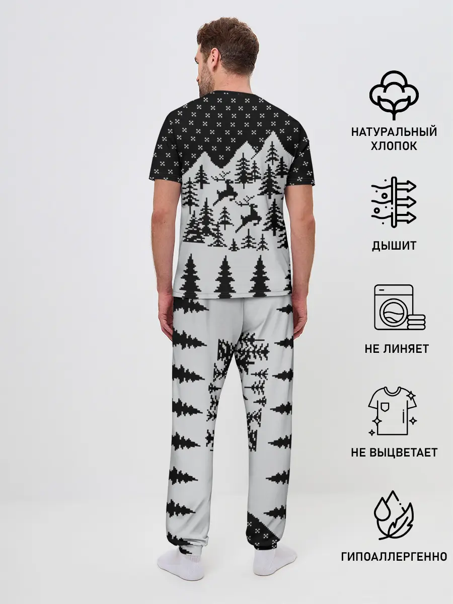 Мужская пижама с брюками / Северные Олени в Горах