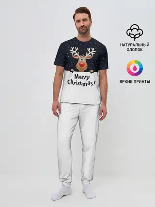 Мужская пижама с брюками / Новогодний Оленёнок Рудольф