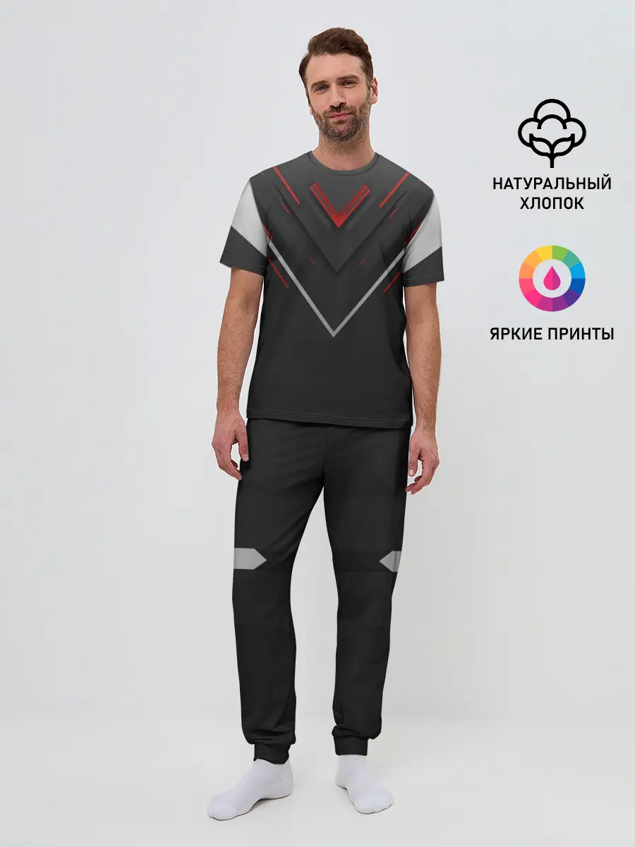 Мужская пижама с брюками / футуристический вектор