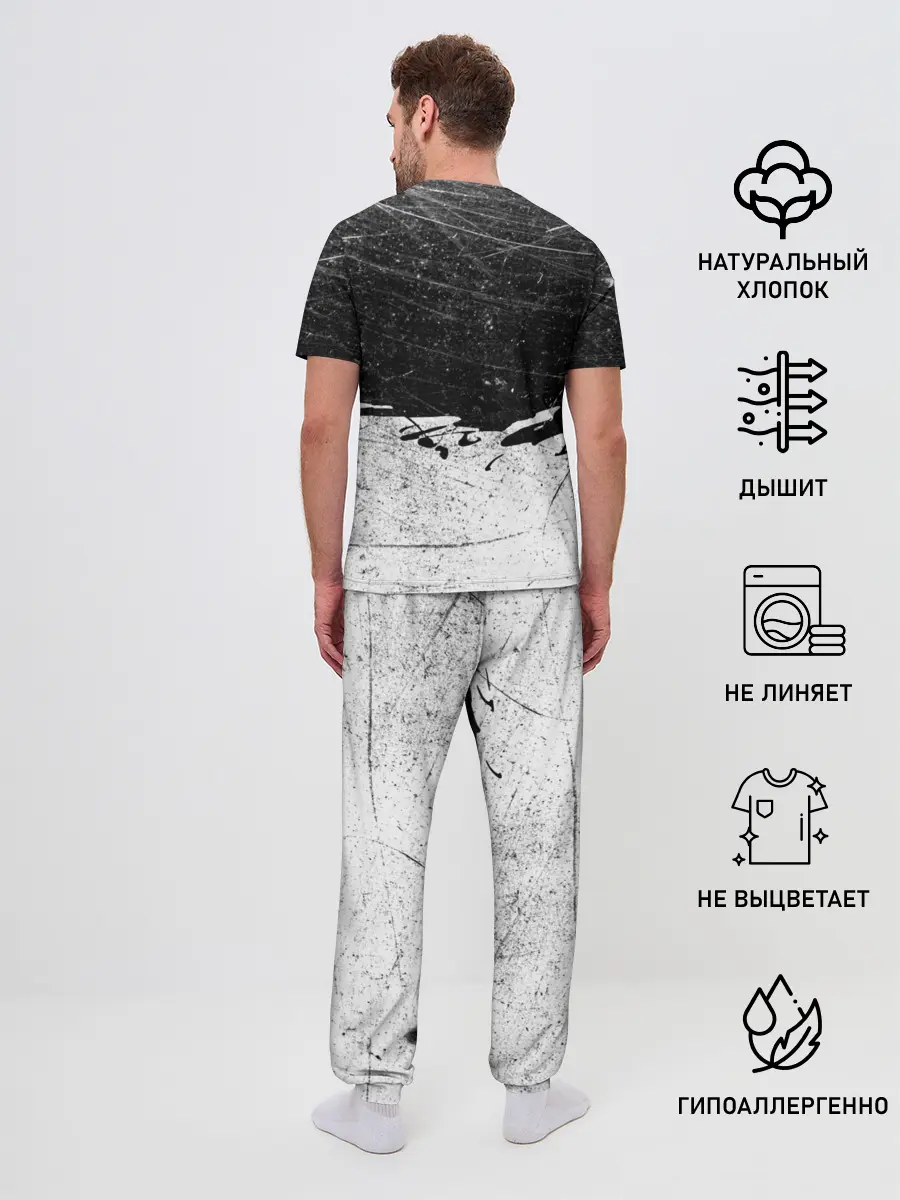 Мужская пижама с брюками / Линкин Парк Лого Рок ЧБ | Linkin Park Rock