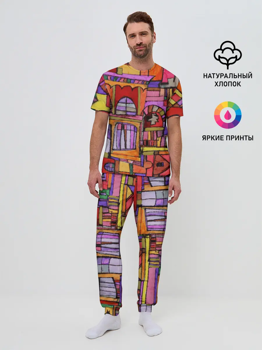 Мужская пижама с брюками / Скетч большого города