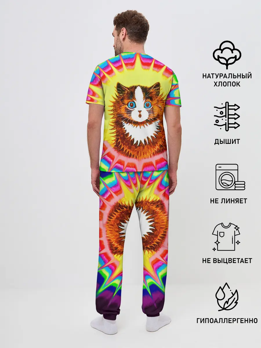 Мужская пижама с брюками / Psychedelic Rainbow Cat