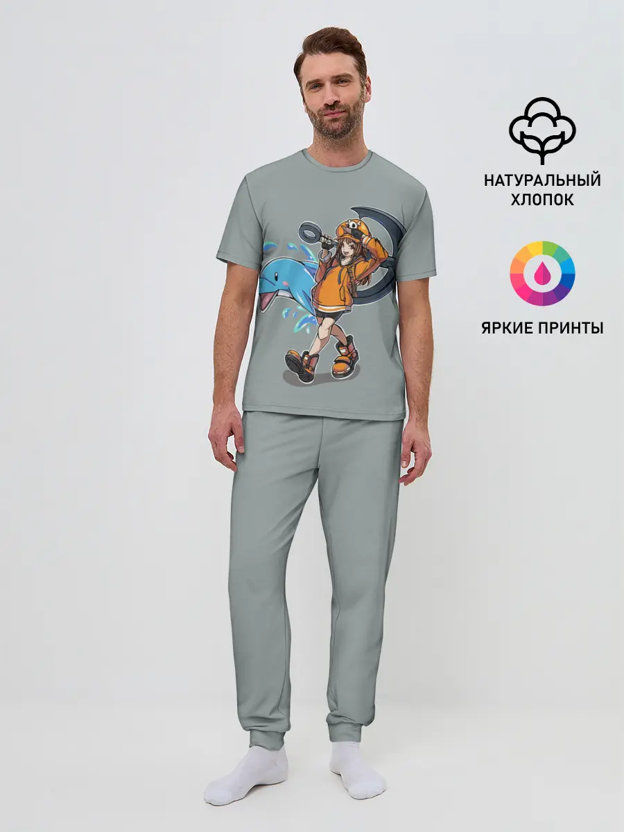 Мужская пижама с брюками / May whith dolphin