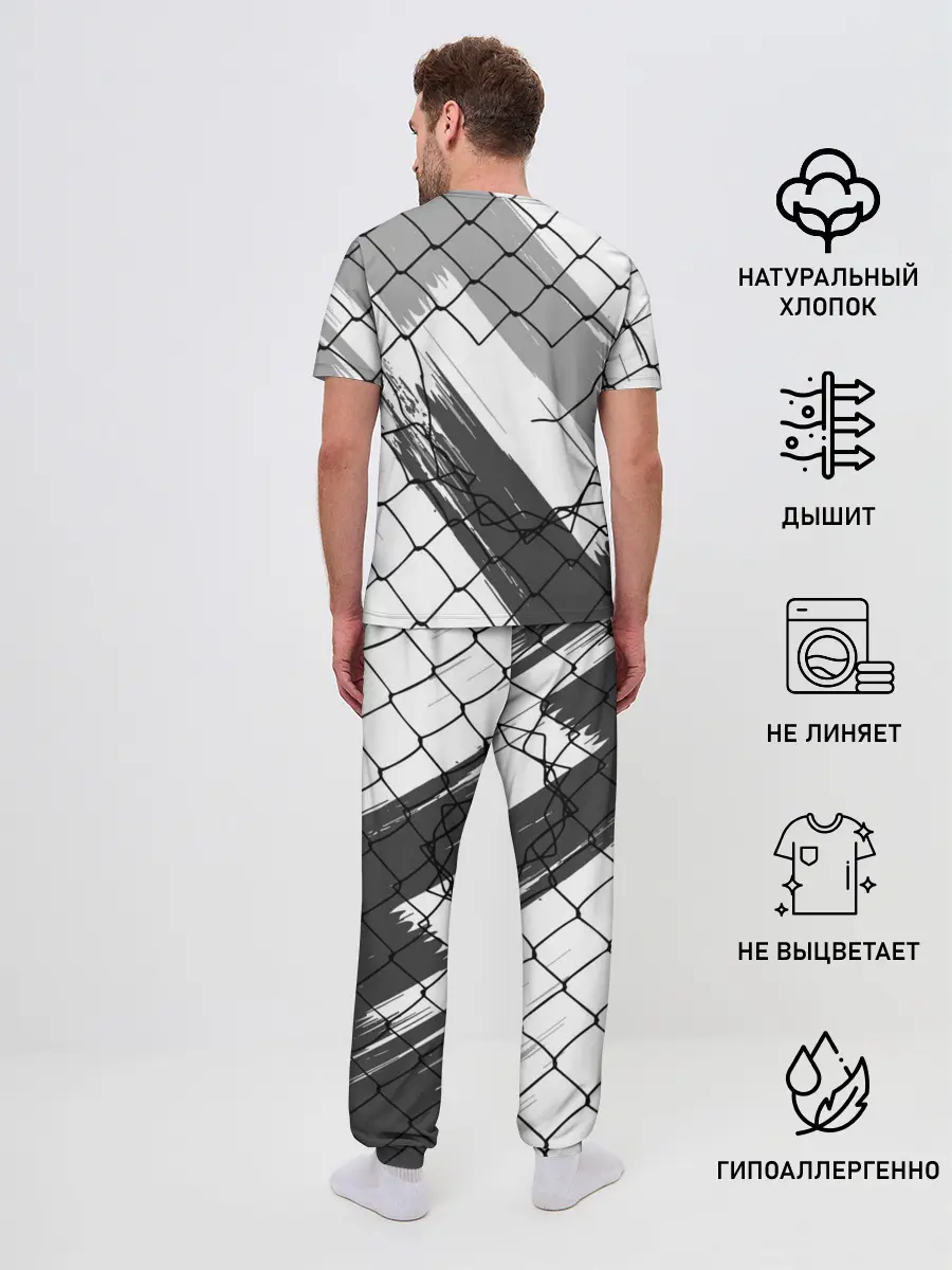 Мужская пижама с брюками / Чёрный клевер бык за решеткой.