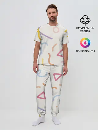 Мужская пижама с брюками / Разные линии