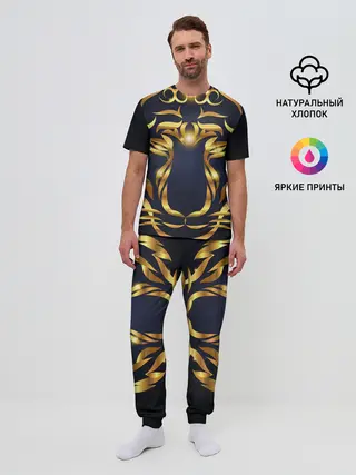 Мужская пижама с брюками / Золотой символ года Тигр