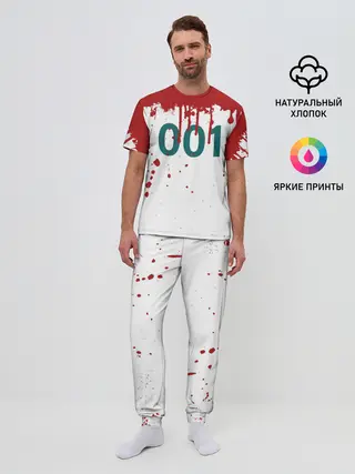 Мужская пижама с брюками / ИГРА В КАЛЬМАРА ПЕРСОНАЖ 001 КРОВЬ