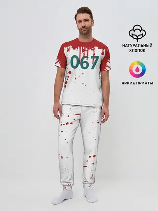 Мужская пижама с брюками / ИГРА В КАЛЬМАРА ПЕРСОНАЖ 067 КРОВЬ