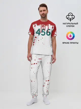 Мужская пижама с брюками / ИГРА В КАЛЬМАРА ПЕРСОНАЖ 456 КРОВЬ