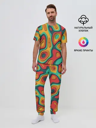 Мужская пижама с брюками / 3D узор Color