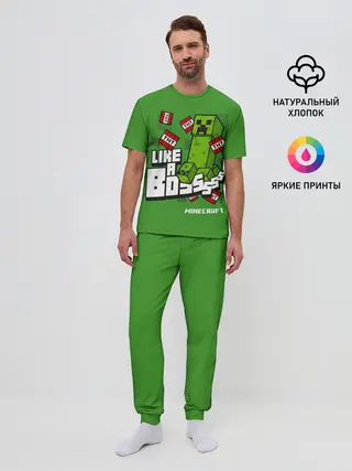 Мужская пижама с брюками / LIKE A BOSS Minecraft Creepe