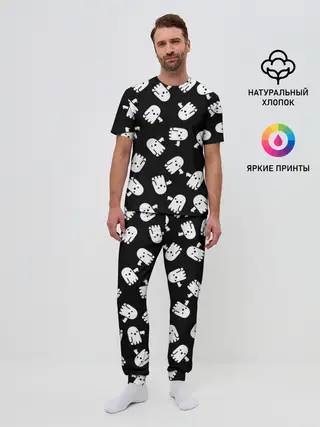 Мужская пижама с брюками / ПРИВИДЕНИЯ УЗОР / HALLOWEEN