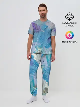 Мужская пижама с брюками / Оставленная краска