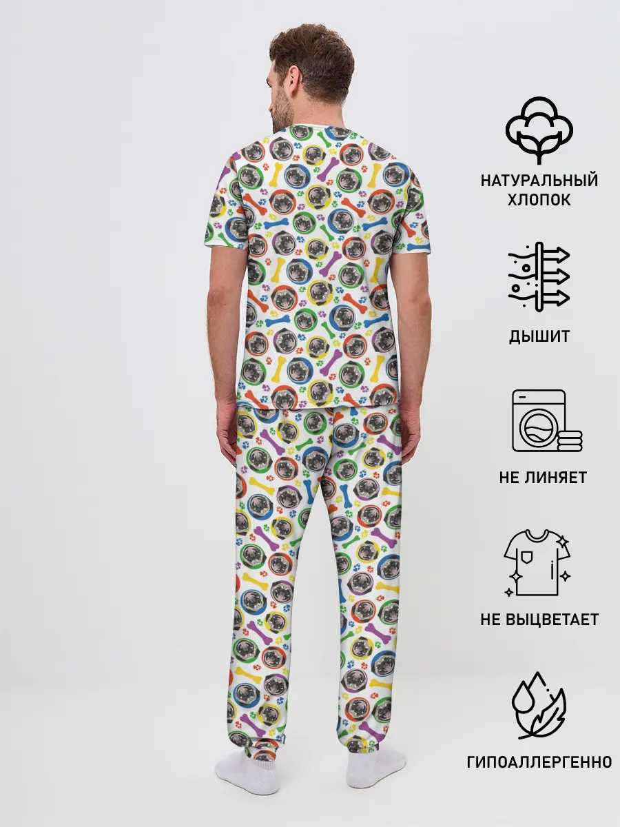 Мужская пижама с брюками / Мопс