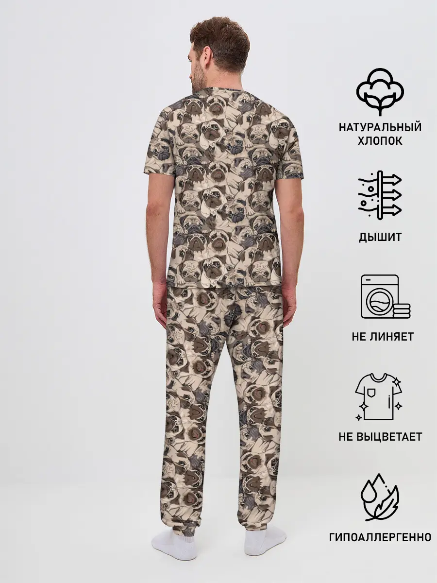Мужская пижама с брюками / Мопсы