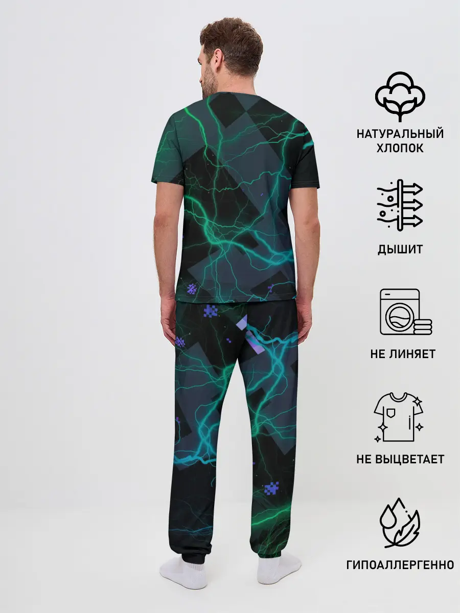 Мужская пижама с брюками / Молнии Майнкрафт