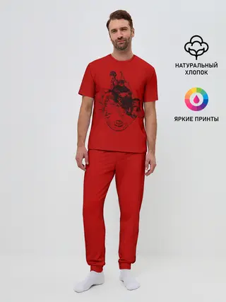 Мужская пижама с брюками / БЕРСЕРК КАСКА И БЕХЕЛИТ КРАСНЫЙ