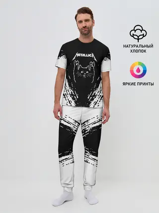 Мужская пижама с брюками / Мяуталлика / Meowtallica.