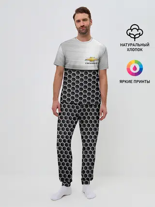 Мужская пижама с брюками / Шевроле | Стальная решетка